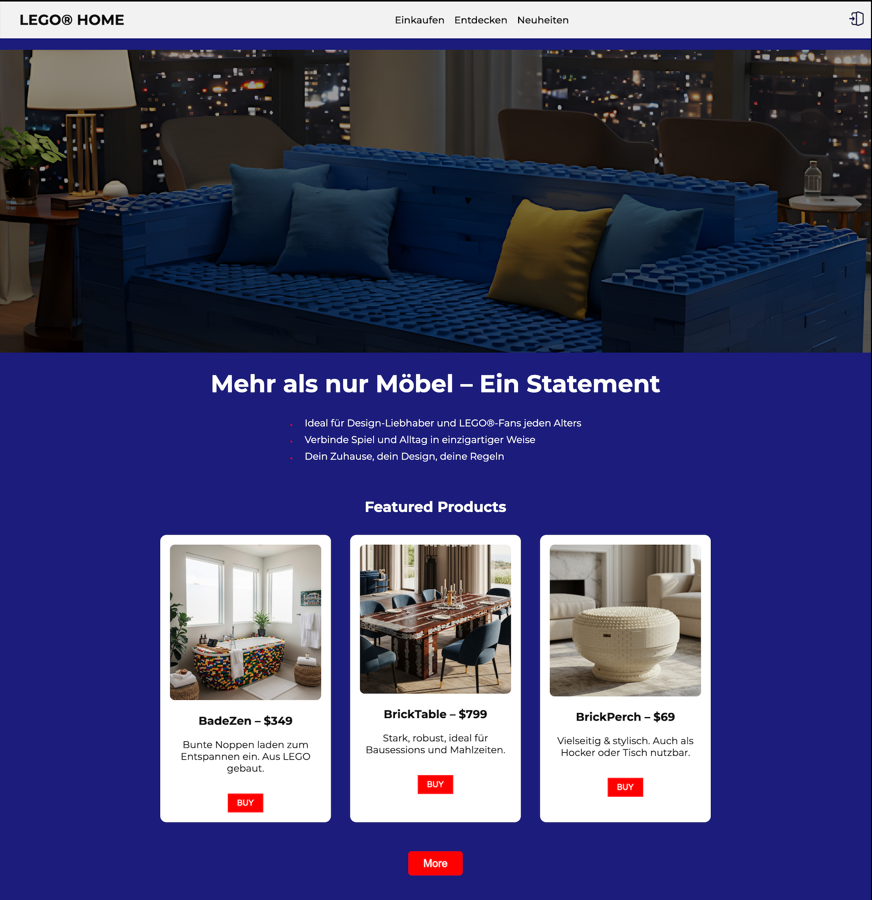 LEGO Möbel Landing Page
